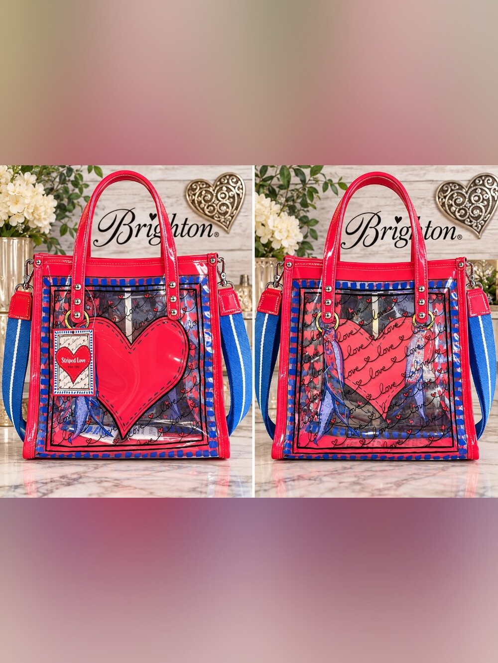 NWT Brighton Striped Love Vinyl Tote
